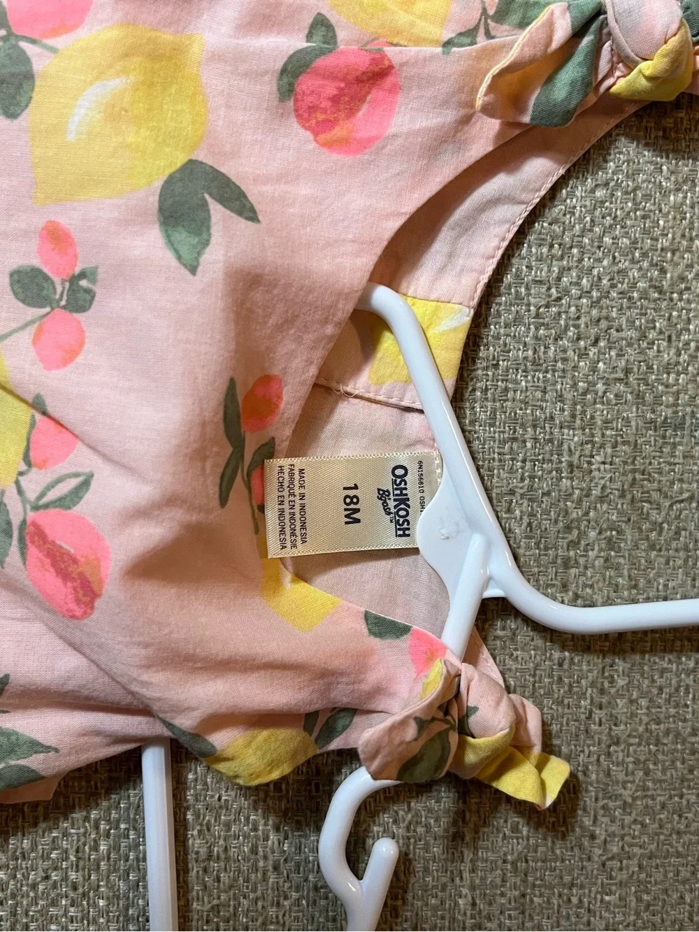 OshKosh B'gosh Pink Dress with Yellow Lemon & Coral Floral Print